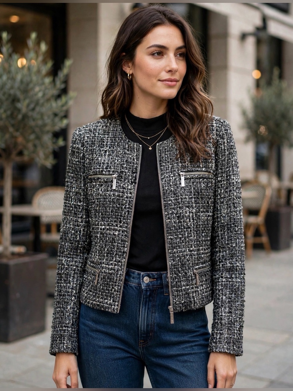 Michael Kors GreyTweed Blazer w/ SHW - Brand New Never Worn
